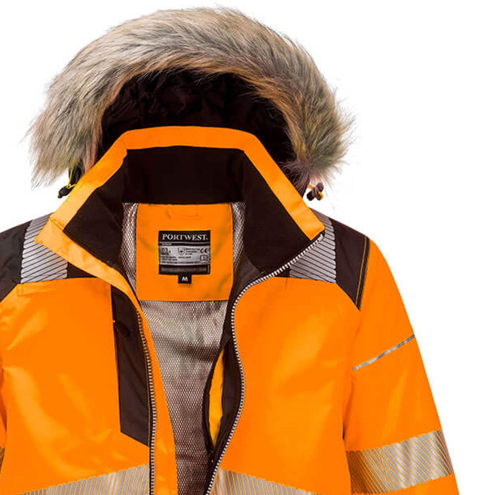 Portwest - PW3 Hi-Vis Winter Parka Jacket - Yellow/Black - PW-PW369YBR